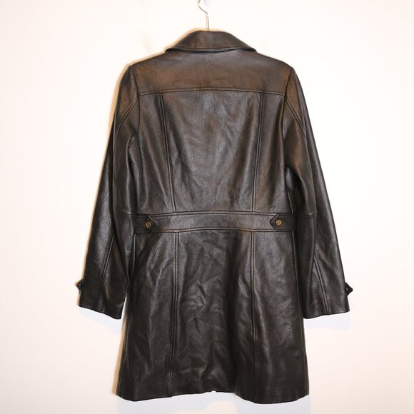 Eddie Bauer Y2K Vintage Genuine Leather Long Leather Jacket Womens Small Black - Picture 7 of 7